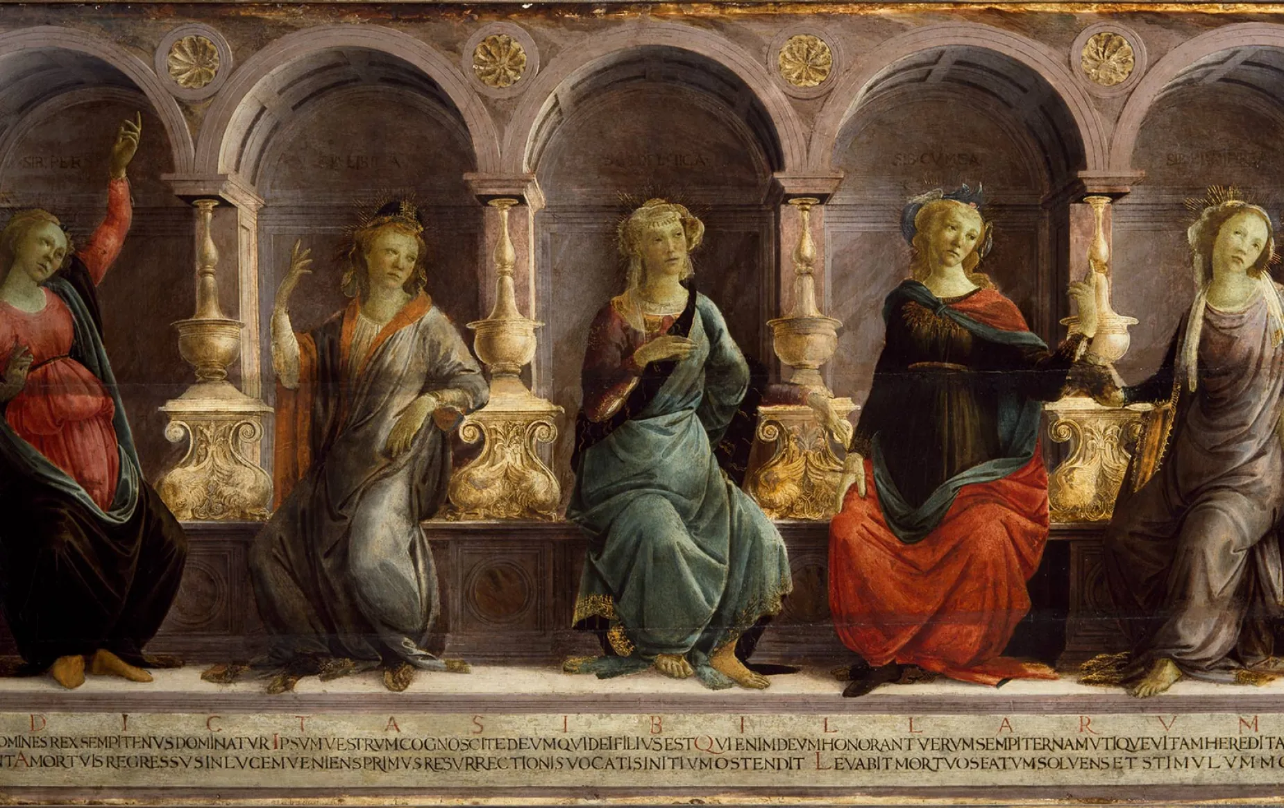 Five Sibyls Seated in Niches: the Babylonian, Libyan, Delphic, Cimmerian and Erythraean by Sandro Botticelli (1445-1510)