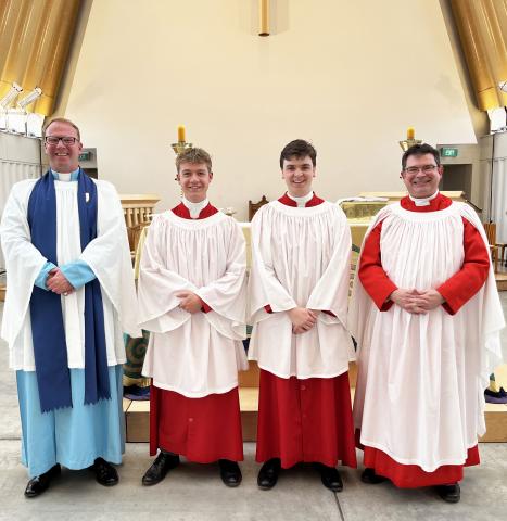 George and Jim with Cameron Pickering (left) and John Linker (right)