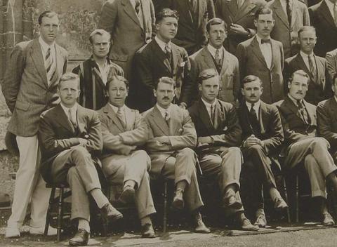 Detail from Dulwich College, photo of Vincent's Club in 1921.  Humphrey Gilkes seated front row 4th from left