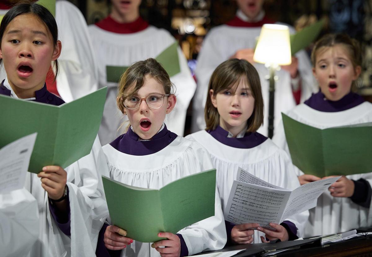 Girls of the Frideswide Voices choir singing in the Cathedral