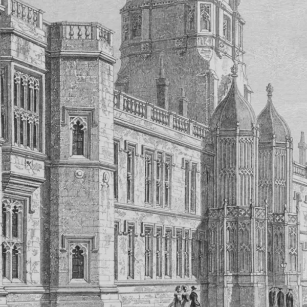 Drawing showing the front of Christ Church from St Aldates