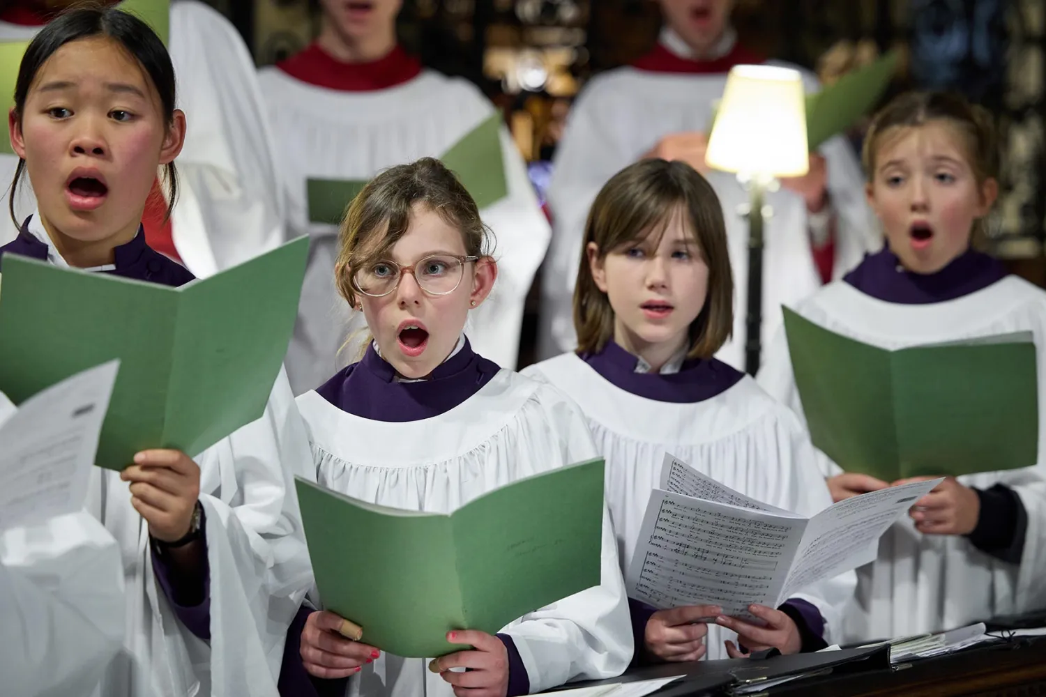 Girls of the Frideswide Voices choir singing in the Cathedral