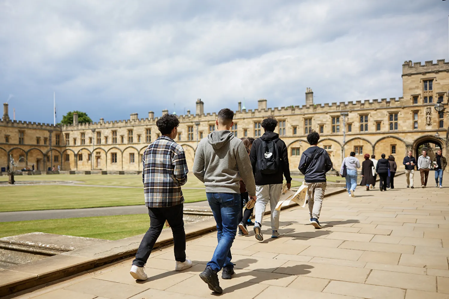 Students walking in Tom Quad