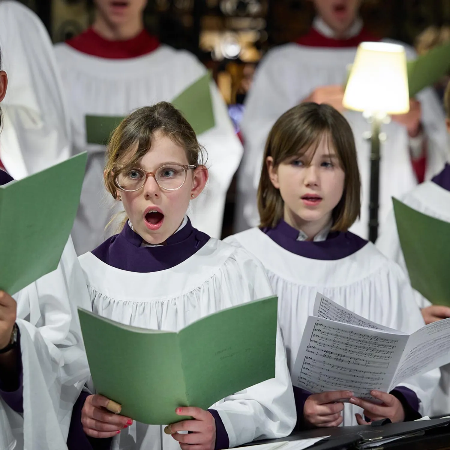 Girls of the Frideswide Voices choir singing in the Cathedral