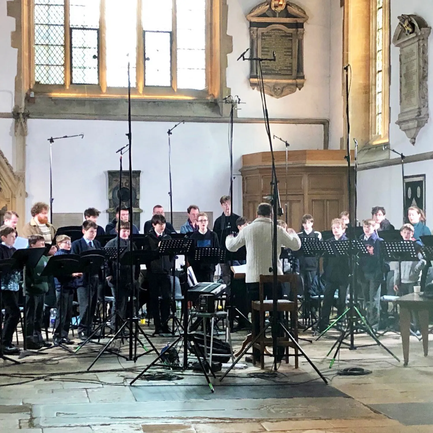 The Cathedral Choir recording their Christmas CD in Merton College Chapel